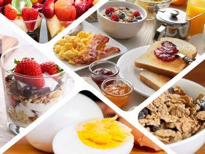 Breakfast foods collage