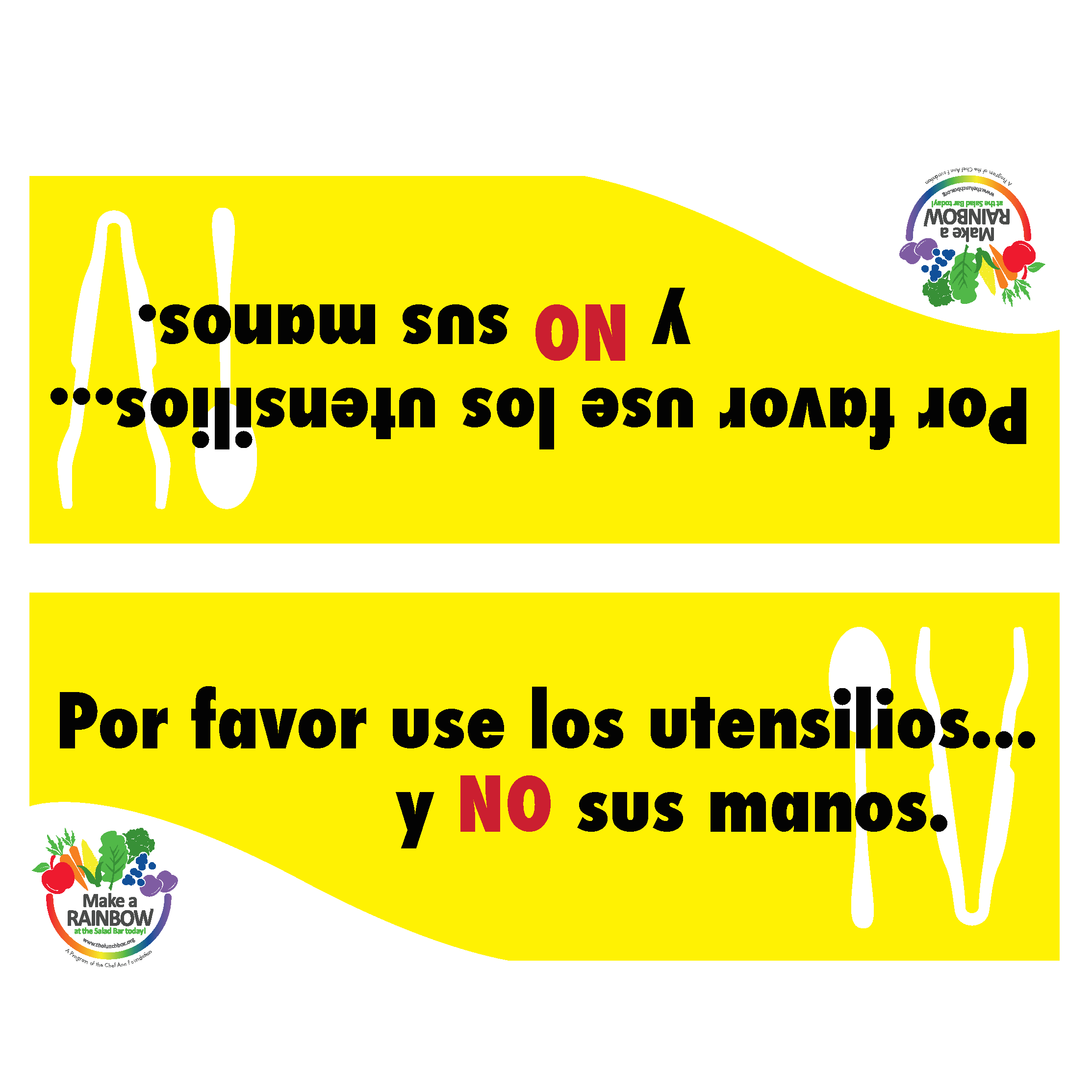 "Please Use Utensils" Salad Bar Table Tent (Spanish)